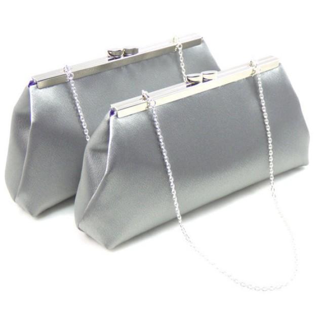 Set Of Two Bridesmaid Clutches, Steel Grey And Blackberry Purple