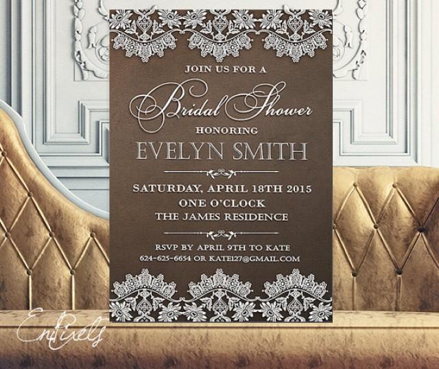 Printable Bridal Shower Invitation Vintage Lace Invitation