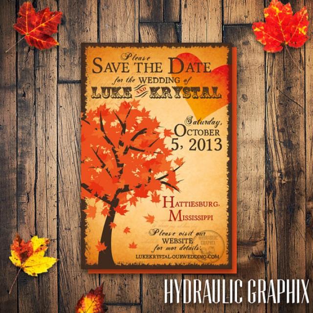 Fall Tree Save The Date Fall Wedding Invitation Fall Tree Invite