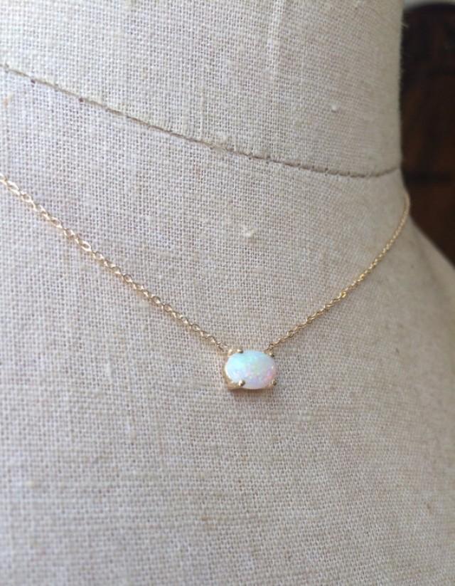 Australian Opal Necklace, Gold Opal Necklace, Opal Solitare, Birthstone