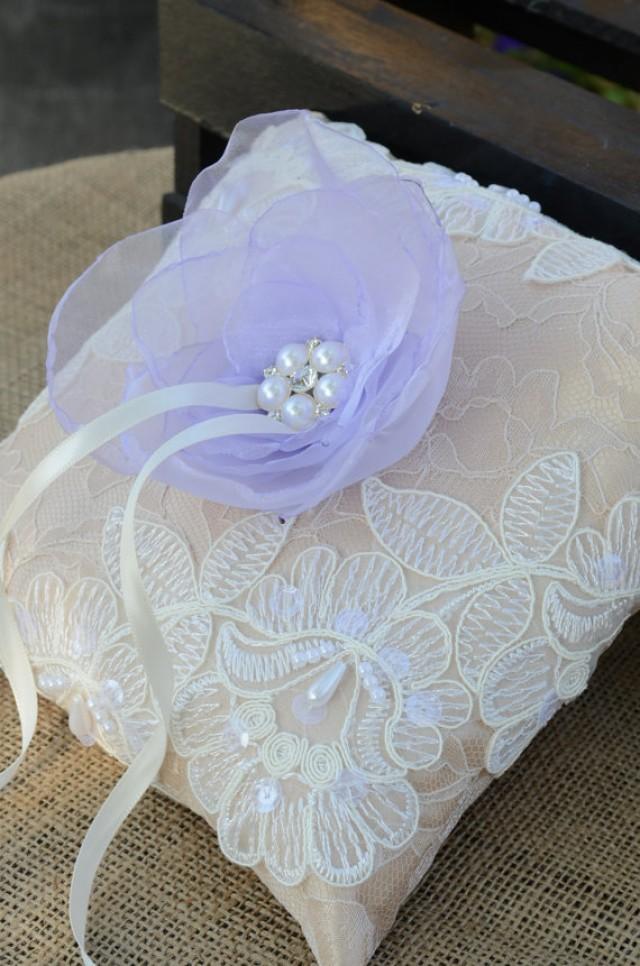 Lavender And Lace Ring PillowAlencon LaceCream, Vintage Style, Ring Holder, Ring Bearer