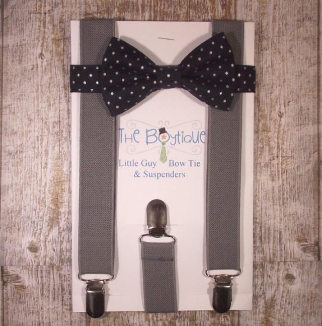 Navy Bow Tie And Suspenders Navy Polka Dot Bow Tie And Grey Suspenders