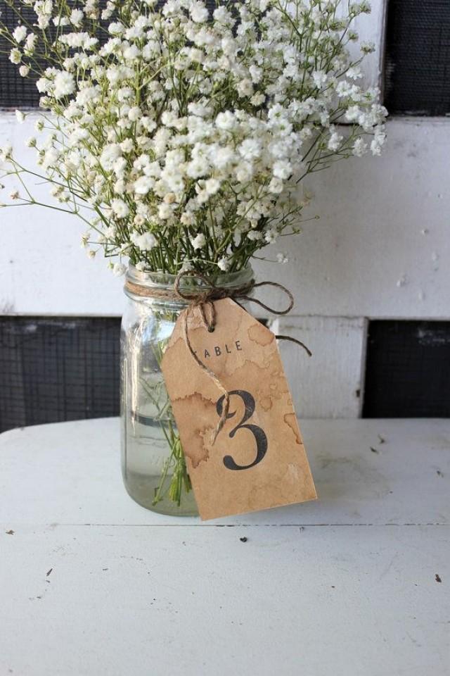 Table Numbers Tags . Rustic Distressed Aged Paper Numbers . Woodland