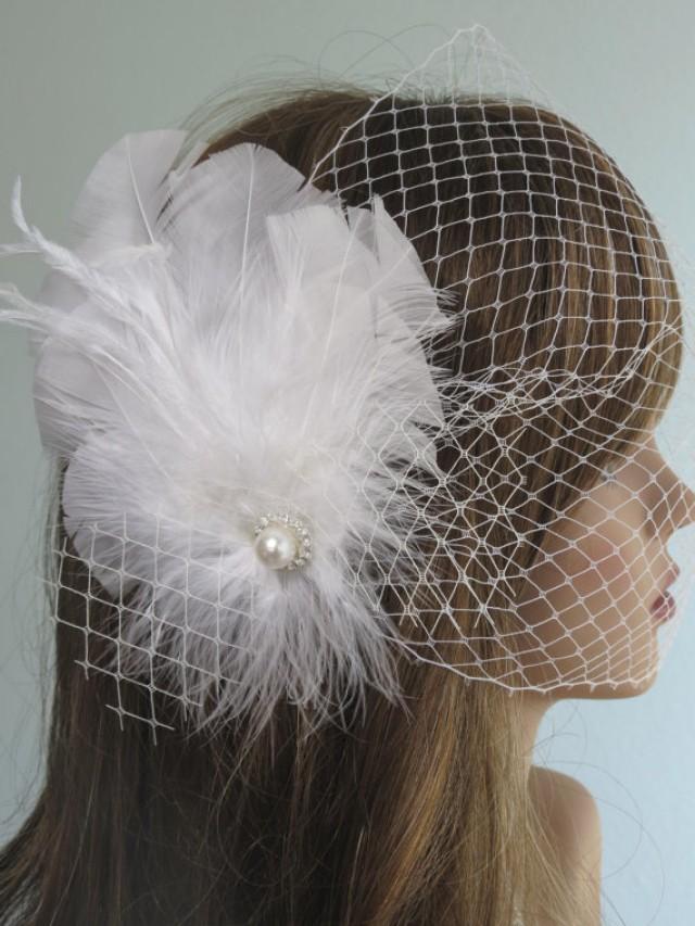 Wedding Headpiece With Bridal Birdcage Veil Fascinator Wedding Hair