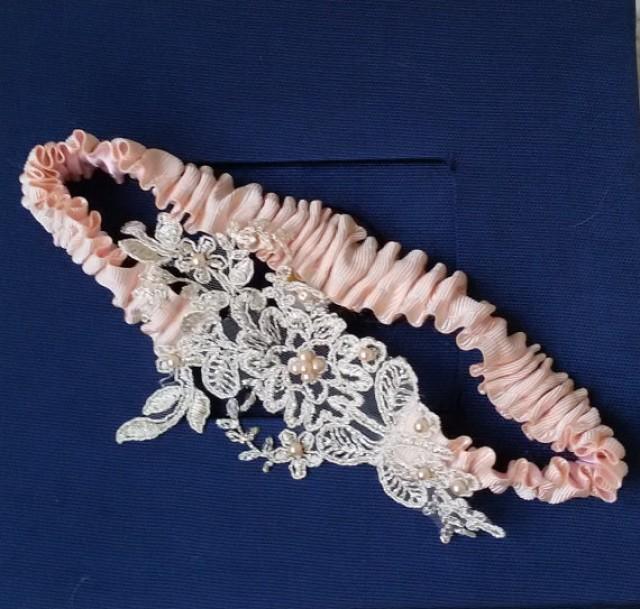 Wedding Leg Garter, Wedding Garter, Pink Ribbon Garter , Wedding