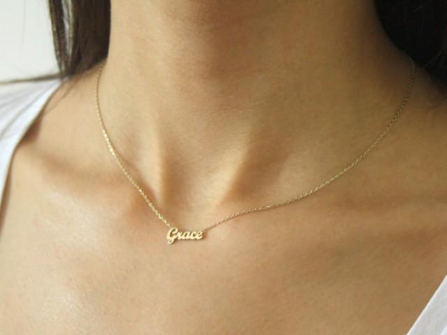Tiny Name Necklace / Personalized Gold 
