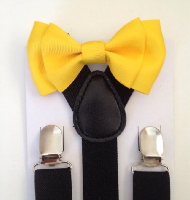 Yellow Bow Tie Suspender Set Toddler Bowtie Set Canary Baby Boy Bowtie