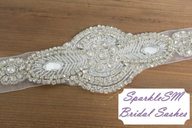 Wedding Sash Bridal Belt Bridal Sash Satin Ribbon Crystal And Rhinestone Beaded Applique 2164