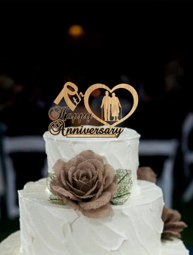 70 Th Anniversary Cake Topper Personalized Rustic Wedding Cake Topper