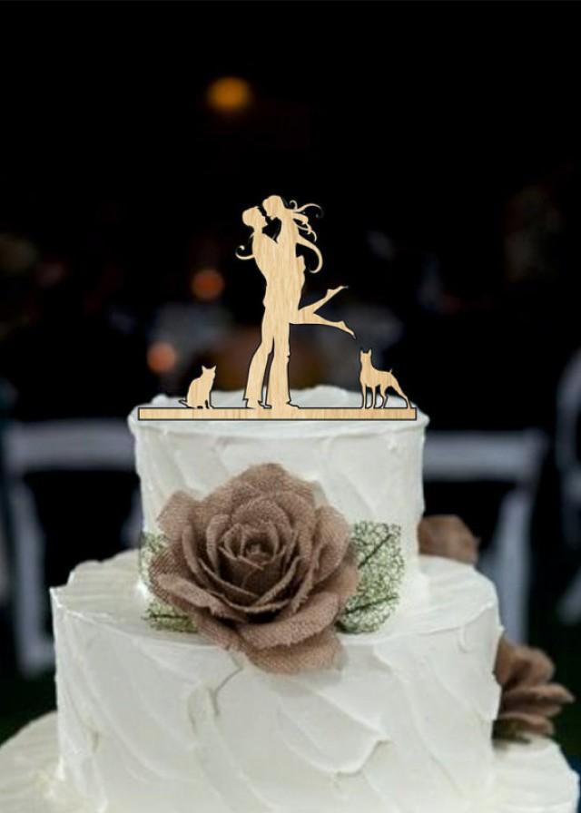 Wedding Cake Topper Silhouette Couple, Dog And Cat Cake