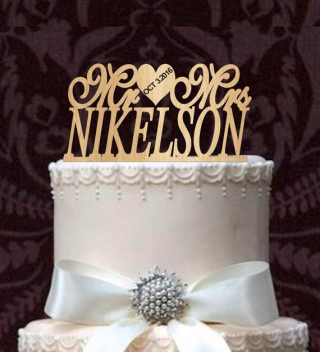 Personalized Mr And Mrs Custom Wedding Cake Topper With Your Last Name