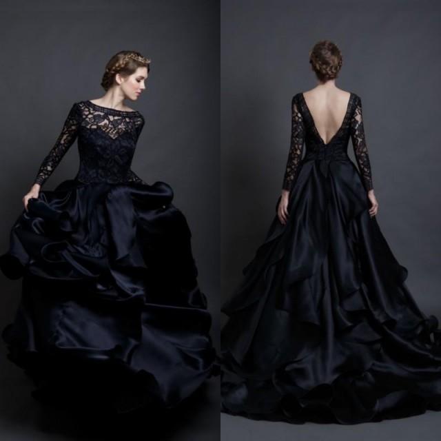 Black Satin Wedding Dress on Sale, 50 ...