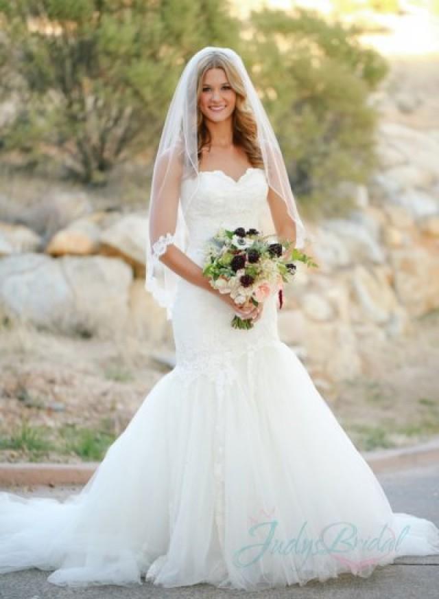 Stunning Sweetheart Neck Lace Tulle Bottom Mermaid Wedding Dress 2363674 Weddbook