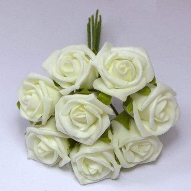 100 Pcs Ivory Wedding Artificial Flower Fake Foam Roses Floral Wedding