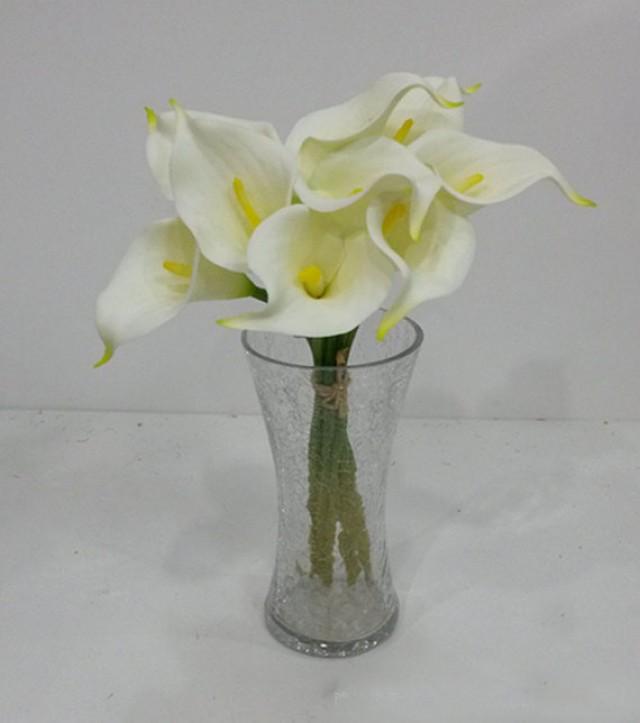 9pcs Cream White Calla Lilies Real Touch Flowers Natural Calla Lily Bouquet For Wedding Decor