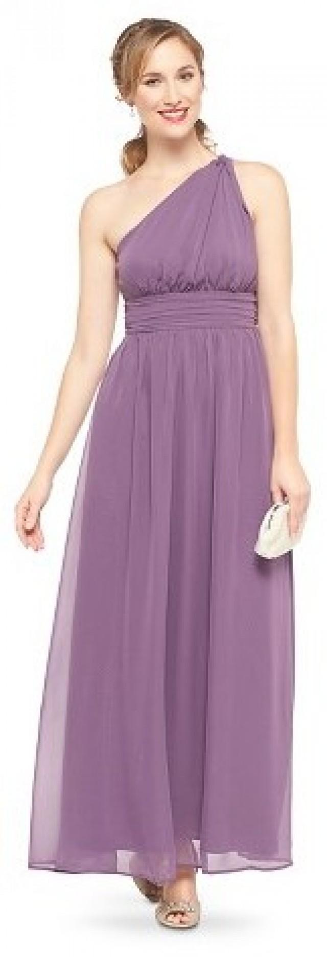 Tevolio Women's Plus Size Chiffon One Shoulder Maxi Bridesmaid Dress