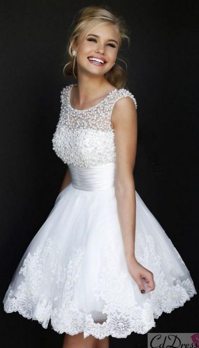 ivory lace short dress for weddding