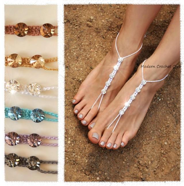 Swarovski Barefoot Sandals, Bride Foot Jewelry, Beach Wedding Shoes, Wedding Sandals, Crystal