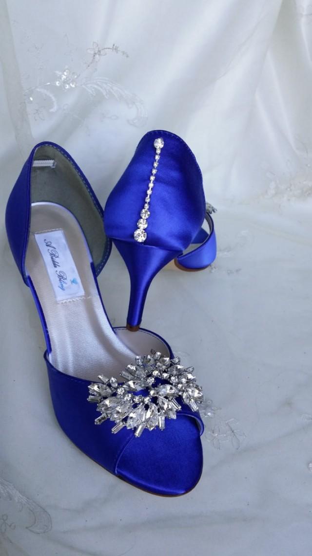Wedding Shoes Blue Bridal Shoes With Crystal Bling Design Over 100