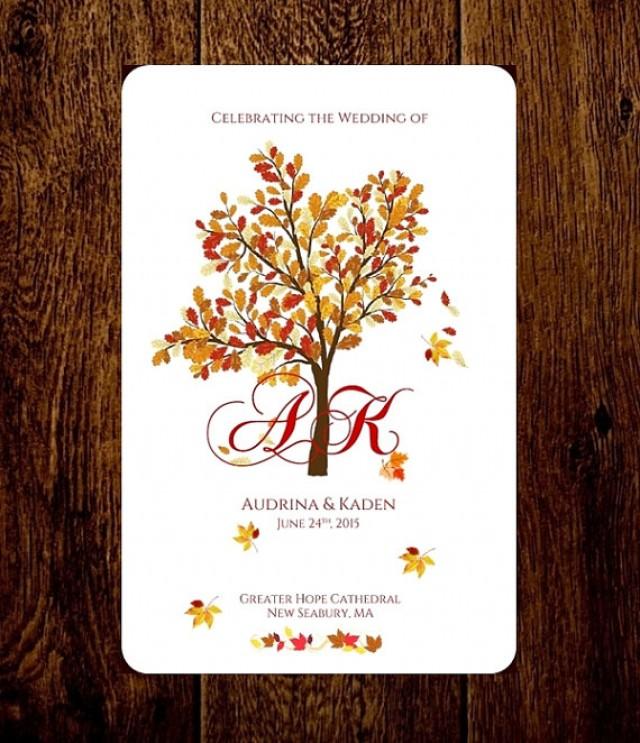 Autumn Wedding Program Folded Fall Wedding Program Printable