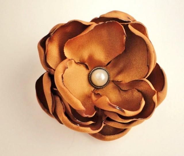 Burnt Orange Flower Hair Clip Bridal Hair Piece Rustic Wedding