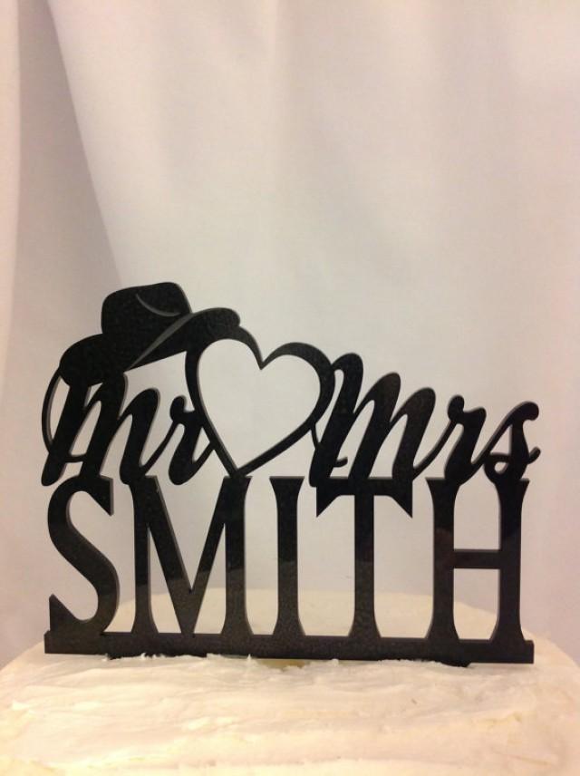 Silhouette Western Wedding Cake Topper, Open Heart Cowboy