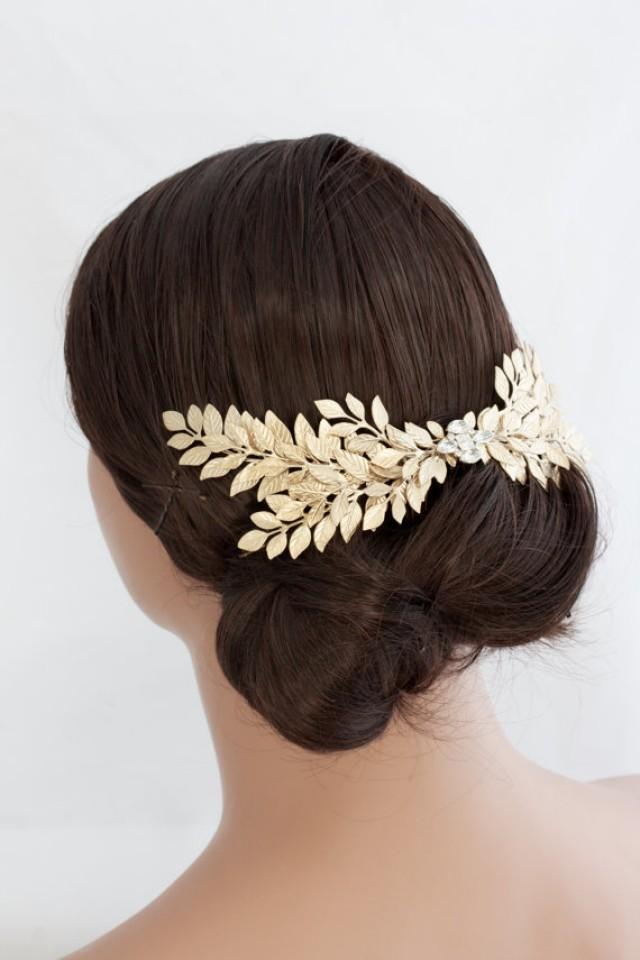 Grecian Headpiece Large Leaf Head Piece Gold Leaves Back Comb Laurel