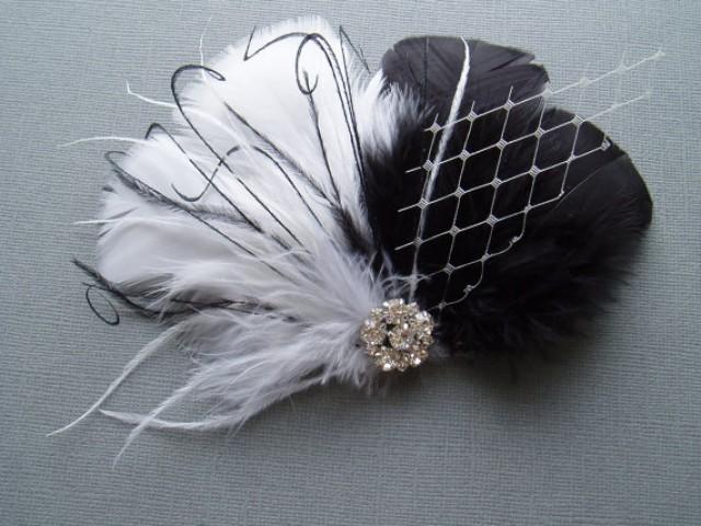 Feather Wedding Hair Clip Bridal Hair Accessories Black And