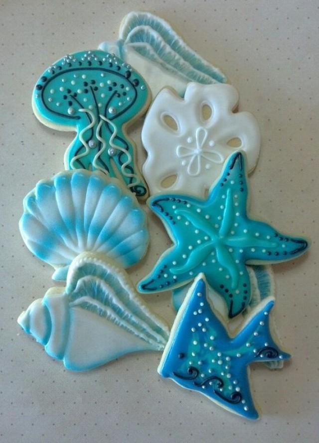 Sea Life Shell Jelly Fish Nautical Custom Decorated Cookies #2373986