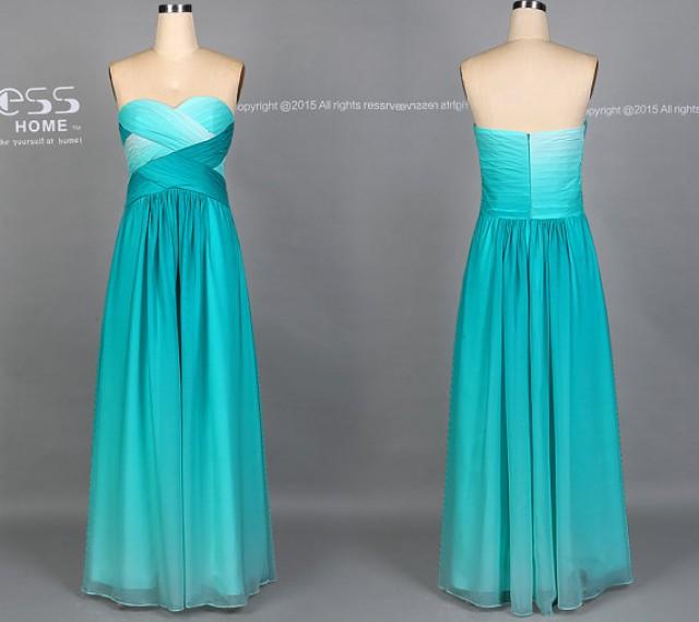 teal ombre bridesmaid dresses