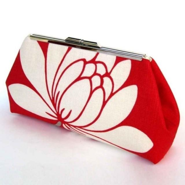 Bridesmaid Clutch Purse Red Lotus Flower Wedding Bridal 2375005 Weddbook