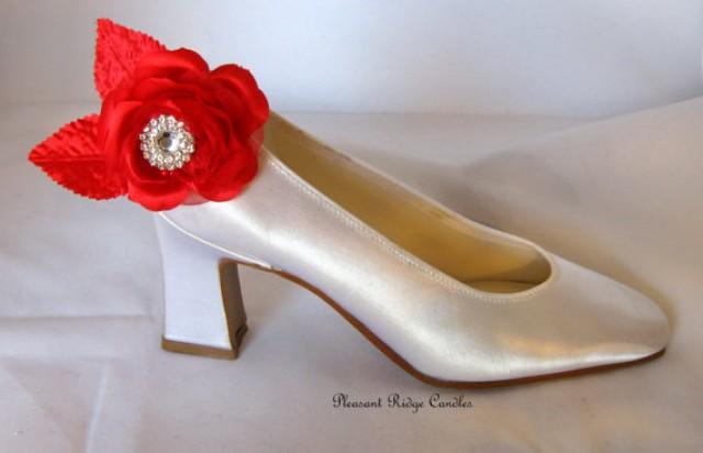 Red Shoe Clips Wedding Shoe Clips Rhinestone Shoe Clips Rose Shoe Clips 