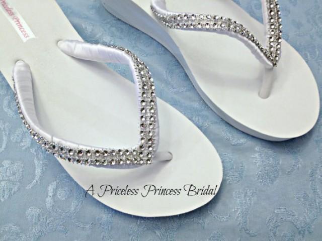 white wedge flip flops wedding