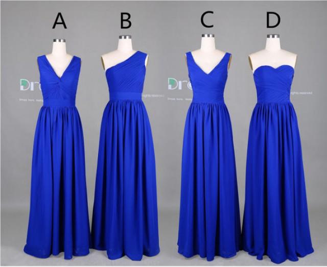 New 2015 Custom Made Royal Blue Long Chiffon Bridesmaid Dressmaid Of Honor Dresswedding Party 6490