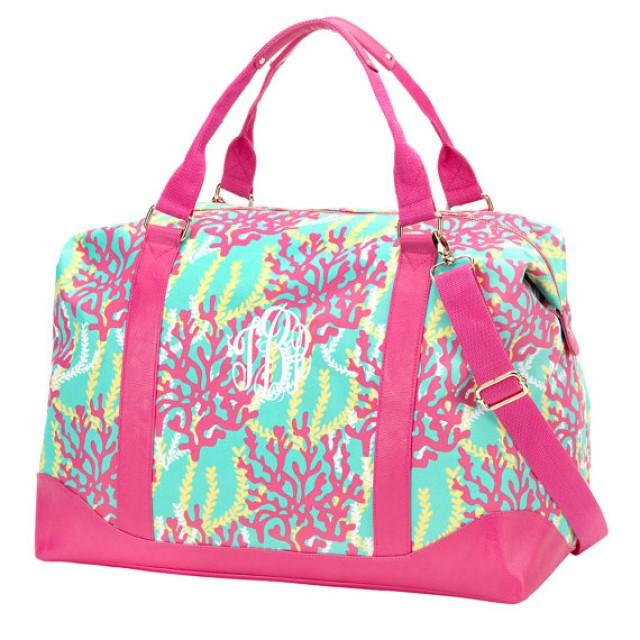 Set Of 3 Monogrammed Tropical Reef Weekender, Carry On Bag, Embroidered Overnight Bag ...
