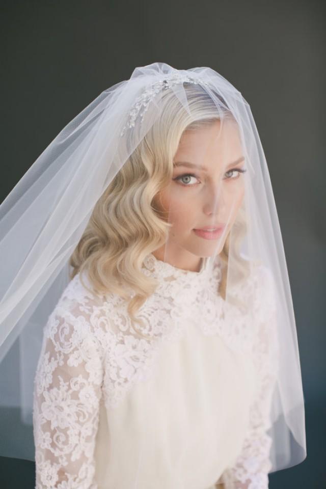 Wedding Veil Bridal Veil, Two Tier Fingertip Bridal Veil, Elbow Length