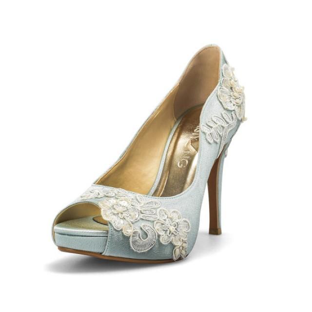 Something Blue Wedding Shoes With Lace 