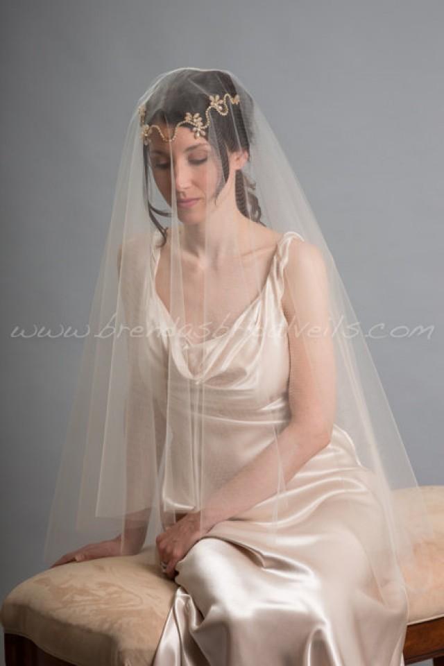 Bridal Veil Set, Drop Veil With Rhinestone Bohemian Style Headpiece