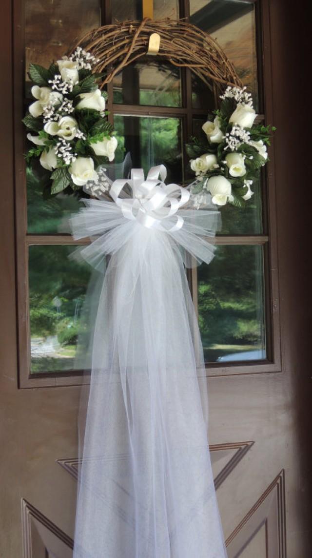 White Rose Wedding Door Wreath Grapevine Wreath 2376213 Weddbook