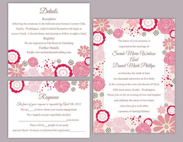 Diy Wedding Invitation Template Set Editable Word File Instant