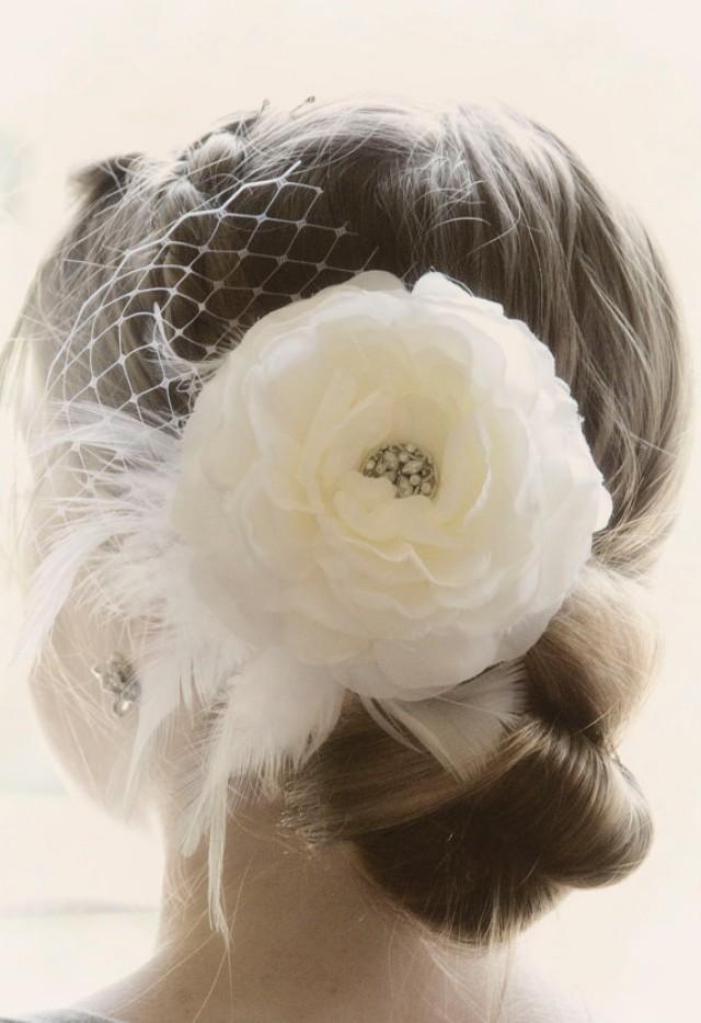 Ivory Bridal Hair Piece, Wedding Hair Flower Fascinator, Ivory Wedding