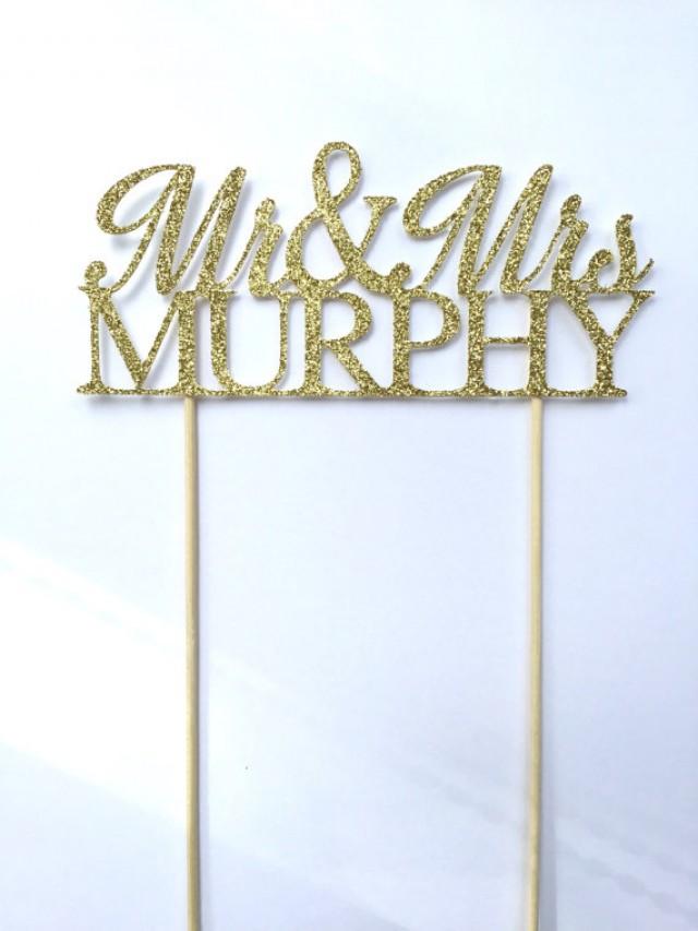 Gold Mr Mrs Cake Topper / Mr & Mrs Cake Topper / Personalized Mr Mrs