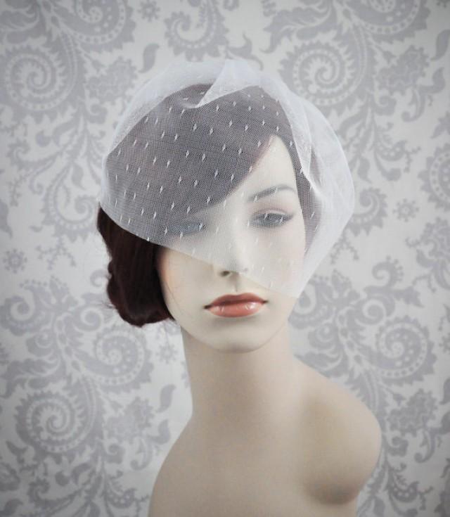 Birdcage Veil, White Blusher Veil, Ivory Wedge Veil, White Birdcage