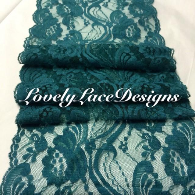Teal Lace Table Runner/7" Wide X12ft20ft Long/Wedding Decor/PEACOCK