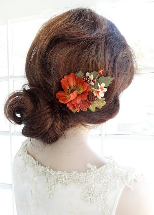 Autumn wedding hair accessories Orange hair comb