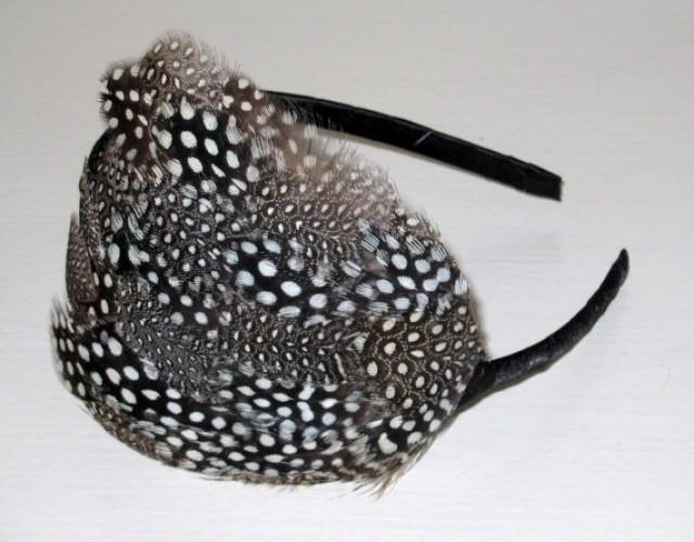 Black and White Spotted Feather Hair Clip Fascinator  Polka Dot Feathers Handmade Hair Accessory 'Ophelia'