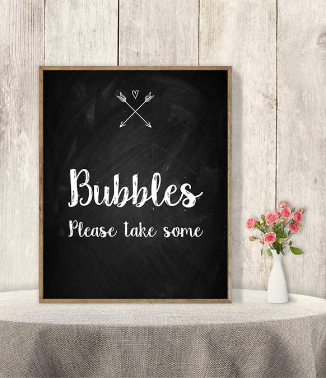 Bubbles Sign // Please Take One Sign // Rustic Wedding Sign DIY