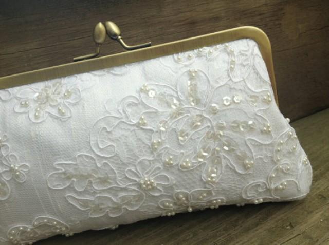 white wedding clutch purse