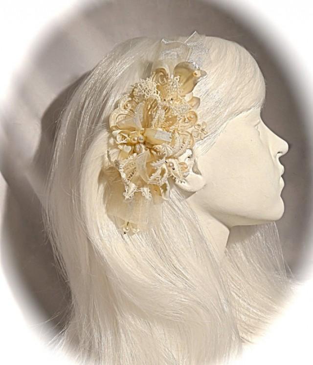 Lace Bridal Hairpiece Ivory Victorian Headpiece Bridal Accessories OOAK