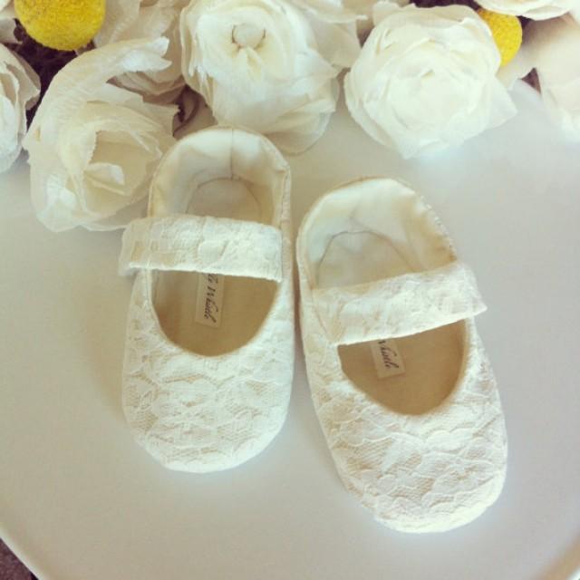 Baby Girl Shoes, Toddler Girl Shoes, Flower Girl Shoes, Ivory Lace Mary